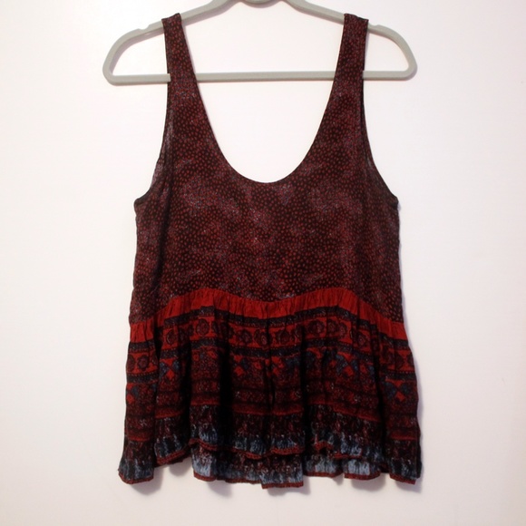 Maroon Print Loose Tank - Picture 1 of 3